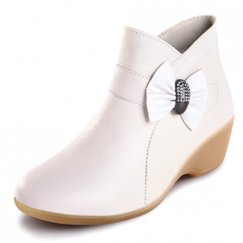 娜而詩高檔白色護士棉鞋牛皮鞋牛筋底坡跟特價時尚靴子098款工廠,批發,進口,代購