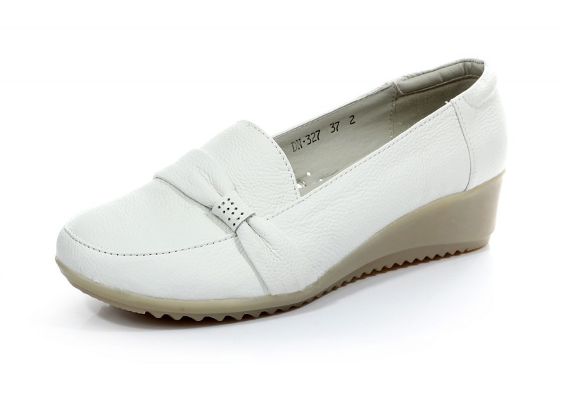 真皮護士鞋白色坡跟牛筋底舒適小白鞋醫院牙科工作鞋防滑工廠,批發,進口,代購