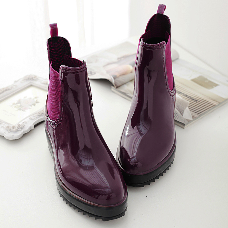 2016新款低筒防滑厚底女式PVC馬丁水鞋U型雨靴松緊帶雨鞋一件代發批發・進口・工廠・代買・代購