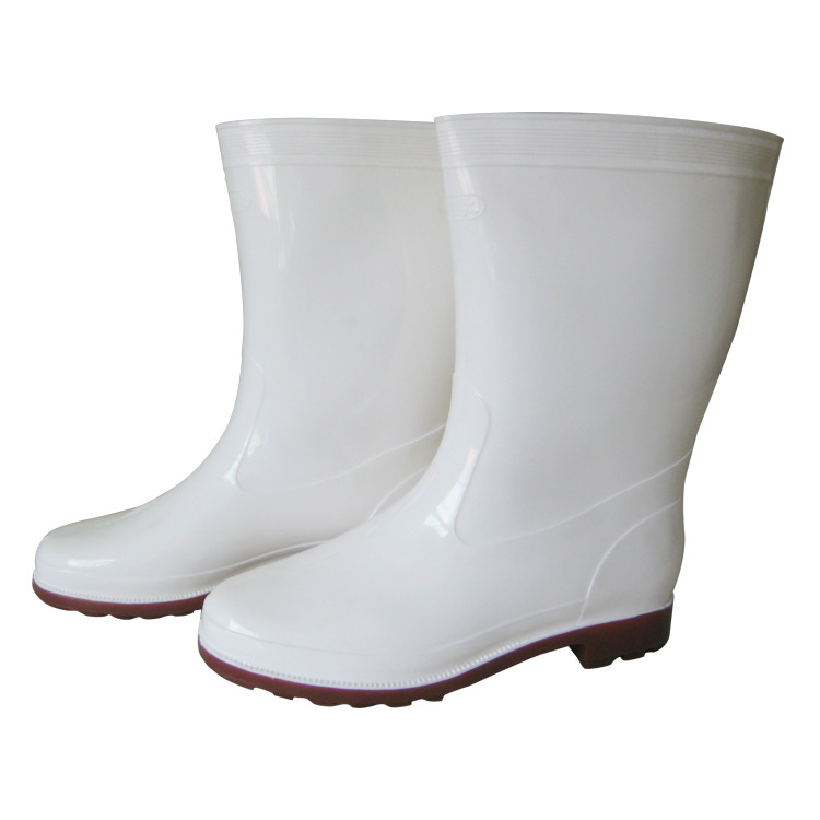 白色耐酸堿中筒食品衛生靴白身牛筋底水鞋防滑食品級勞保工作雨鞋批發・進口・工廠・代買・代購