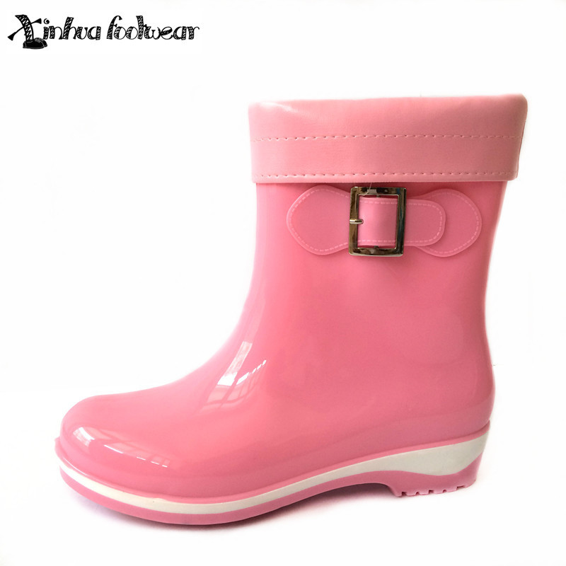 女式雨靴外貿 韓國時尚新款純色棉套加厚保暖雨鞋PVC廠傢直銷批發・進口・工廠・代買・代購
