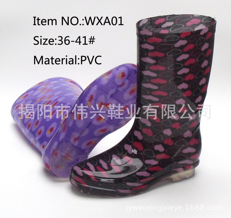 加工定製新款PVC水晶雨鞋，時尚可愛花紋女式雨鞋工廠,批發,進口,代購