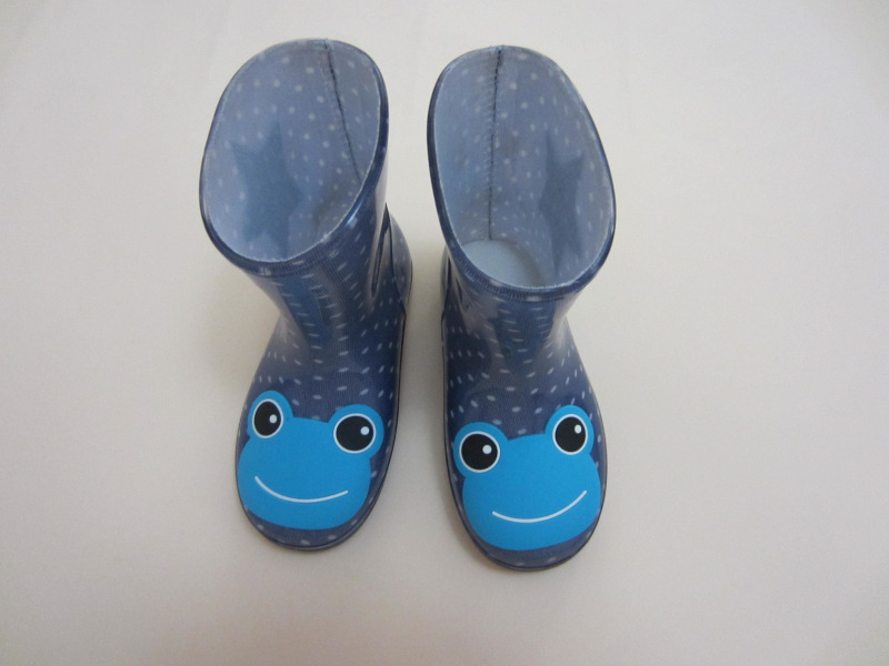 出口日本的外貿原單藍色波點青蛙水晶兒童雨鞋工廠,批發,進口,代購