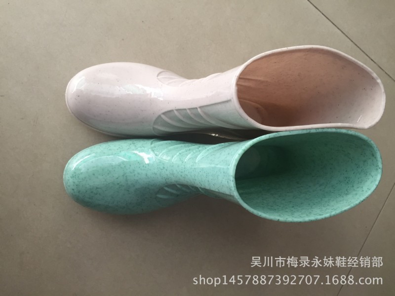 吳川廠傢新推出新款女子中筒水鞋石斑質感水晶底女款雨鞋809批發・進口・工廠・代買・代購