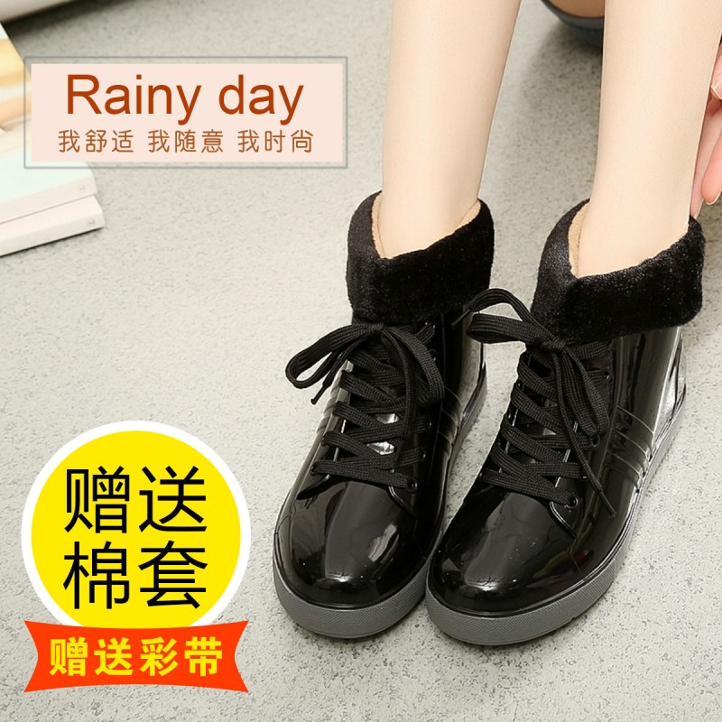 韓國時尚雨靴套鞋 秋冬季學生雨鞋女士短筒保暖加絨雨靴批發・進口・工廠・代買・代購
