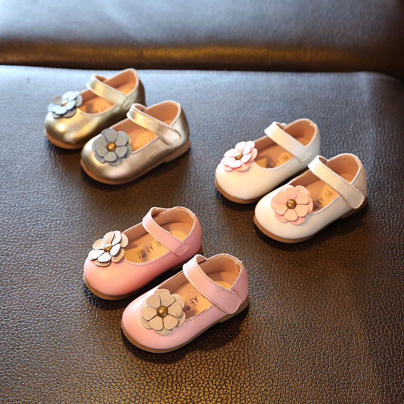 2016秋季新款童鞋批發 韓版女童學步鞋0--1歲寶寶真皮花朵小皮鞋批發・進口・工廠・代買・代購