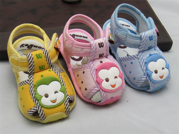 2016夏季兒童鞋新款佈麵軟底嬰兒鞋0-2歲男女寶寶包頭涼鞋批發批發・進口・工廠・代買・代購