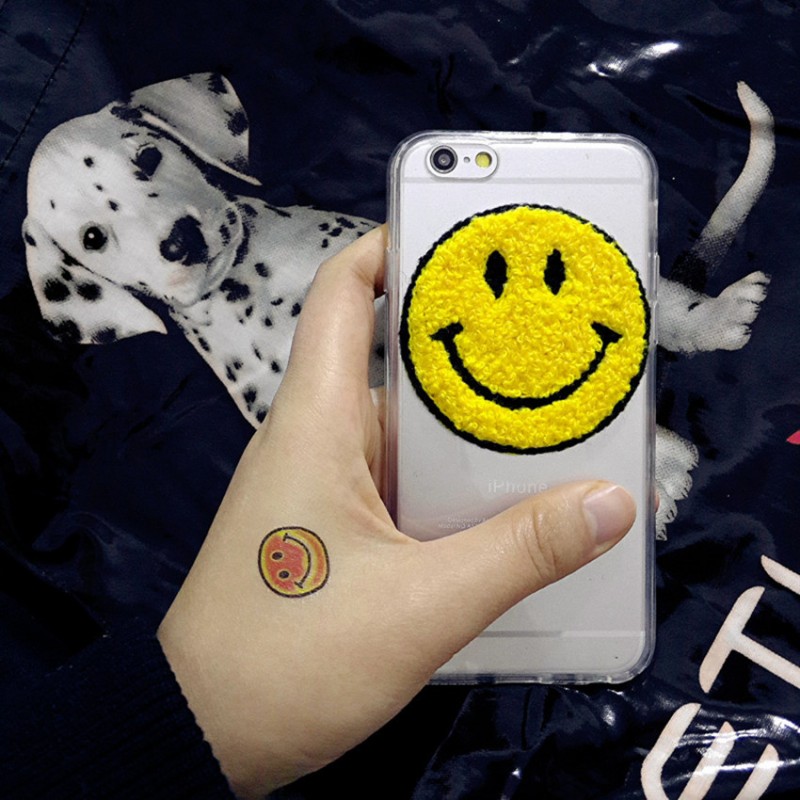 蘋果6S韓國笑臉手機保護套 iphone6PLUS毛絨微笑透明情侶外殼批發・進口・工廠・代買・代購