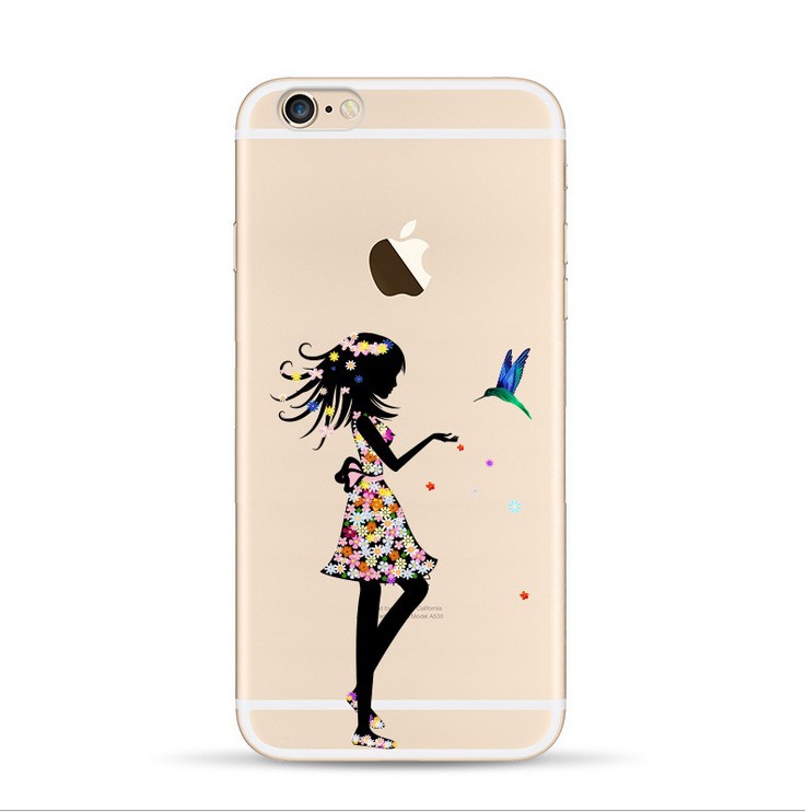 適用iPhone6s文藝女孩手機殼蘋果6plus透明彩繪超薄TPU保護套軟殼工廠,批發,進口,代購