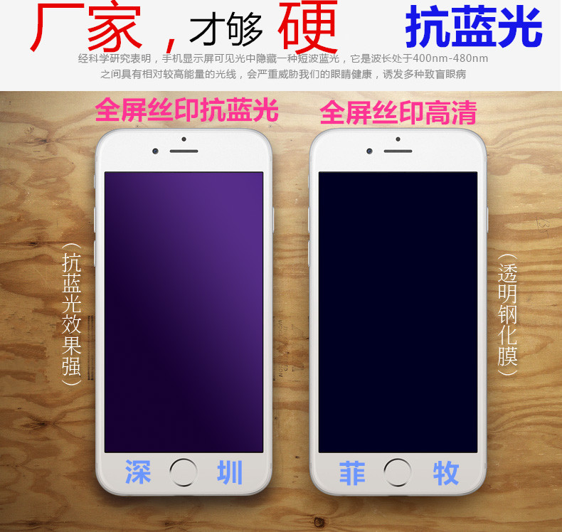 iPhone6Plus鋼化膜蘋果6s全屏全覆蓋玻璃5.5前貼膜6P手機抗藍光工廠,批發,進口,代購