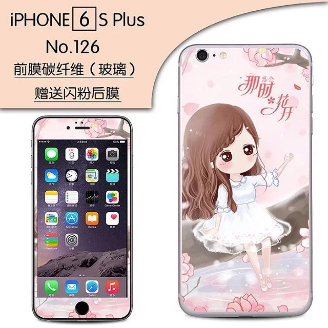 蘋果6s鋼化膜彩膜全屏卡通iphone6 plus手機貼膜6p防爆納米前後膜工廠,批發,進口,代購