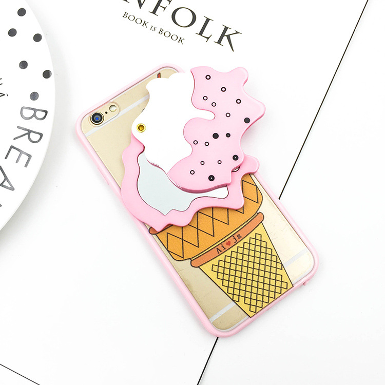 韓國東大門可愛冰淇淋鏡子iphone6s plus手機殼蘋果6plus雪糕軟殼批發・進口・工廠・代買・代購