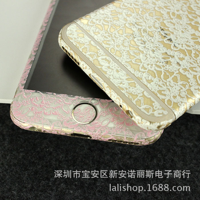 iPhone6 Plus手機保護貼膜 蘋果6彩膜 蕾絲花邊全身覆蓋浮雕貼紙工廠,批發,進口,代購