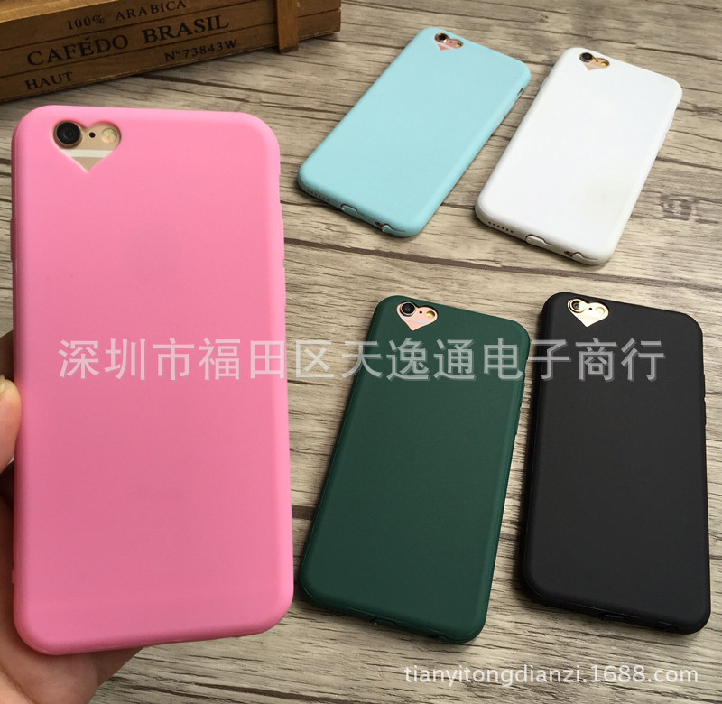 糖果色磨砂iphone6手機殼蘋果6s plus全包邊矽膠軟愛心素材保護套工廠,批發,進口,代購