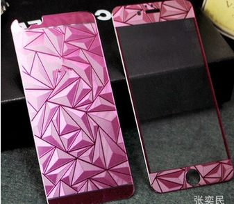 蘋果6plus浮雕鋼化玻璃膜iphone6 3D菱形前後立體彩膜 4.7/5.5寸工廠,批發,進口,代購