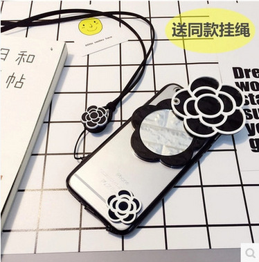 韓國山茶花iphone6s清新手機殼蘋果7plus可愛鏡子粉色保護套潮女工廠,批發,進口,代購