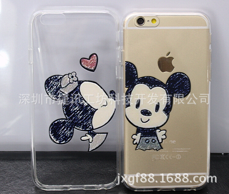 透明殼iphone6蘋果TPU+PC鏡麵彩繪iphone6Plus手機保護殼套工廠,批發,進口,代購