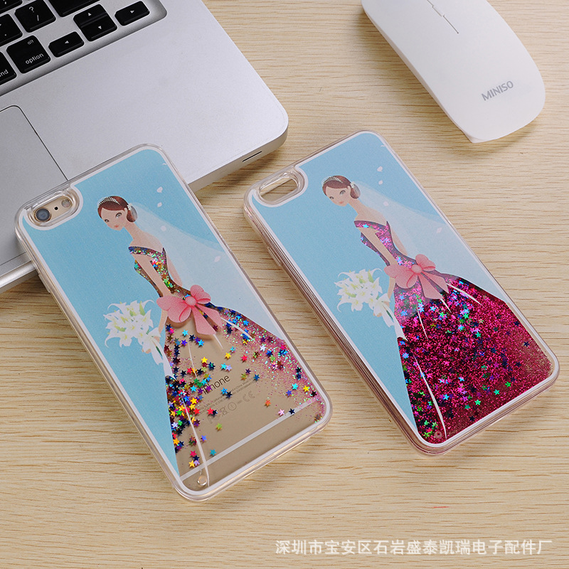 婚紗iphone6S手機殼軟邊蘋果6 新娘流沙殼液體plus閃粉一件代發批發・進口・工廠・代買・代購