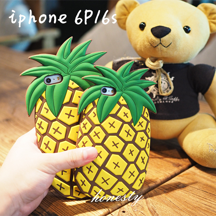 新款水果菠蘿蘋果6s創意立體矽膠手機殼plus保護套批發・進口・工廠・代買・代購