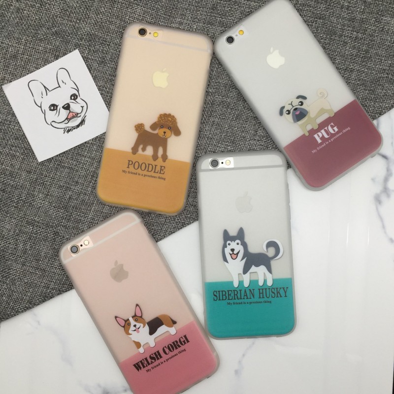 鬥牛犬萌狗狗雙色小清新蘋果iPhone6手機殼iphoen6splus矽膠軟殼工廠,批發,進口,代購