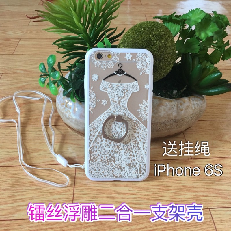 磨砂蕾絲女神帶掛繩指環支架5s矽膠套蘋果7 iPhone6s plus手機殼工廠,批發,進口,代購