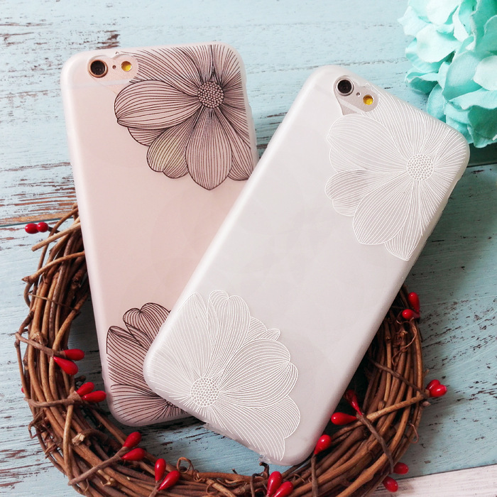 新款iphone6蘋果6splus蕾絲手繪花浮雕手機殼透明磨砂愛心孔軟殼批發・進口・工廠・代買・代購