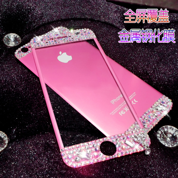 iPhone6鋼化膜玻璃膜水鉆 蘋果6plus鋼化膜全屏金屬彩膜手機膜5.5批發・進口・工廠・代買・代購