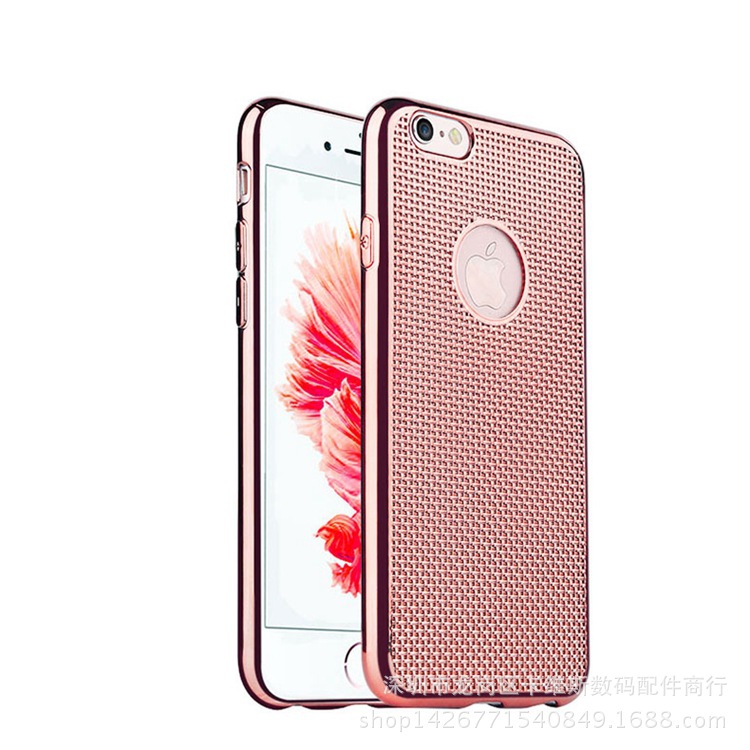 iphone6/6S電鍍手機殼 電鍍TPU 蘋果6SPLUS手機套網格散熱軟殼工廠,批發,進口,代購