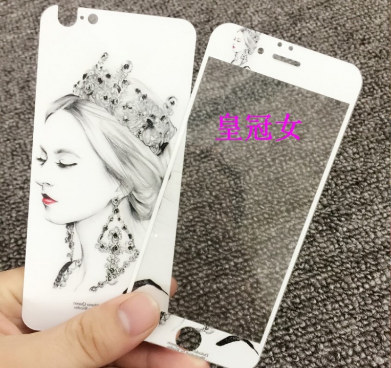 適用iphone6plus全屏鋼化玻璃膜 蘋果6s手機膜時尚女款閃粉前後膜工廠,批發,進口,代購