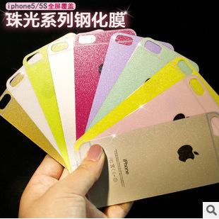 蘋果6 閃粉鋼化膜 iphone6 plus閃鉆全屏保護膜 I5彩色閃粉鋼化膜工廠,批發,進口,代購