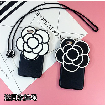 露娜貓軟邊山茶花iPhone6S手機殼掛繩矽膠套蘋果6plus保護5se女工廠,批發,進口,代購