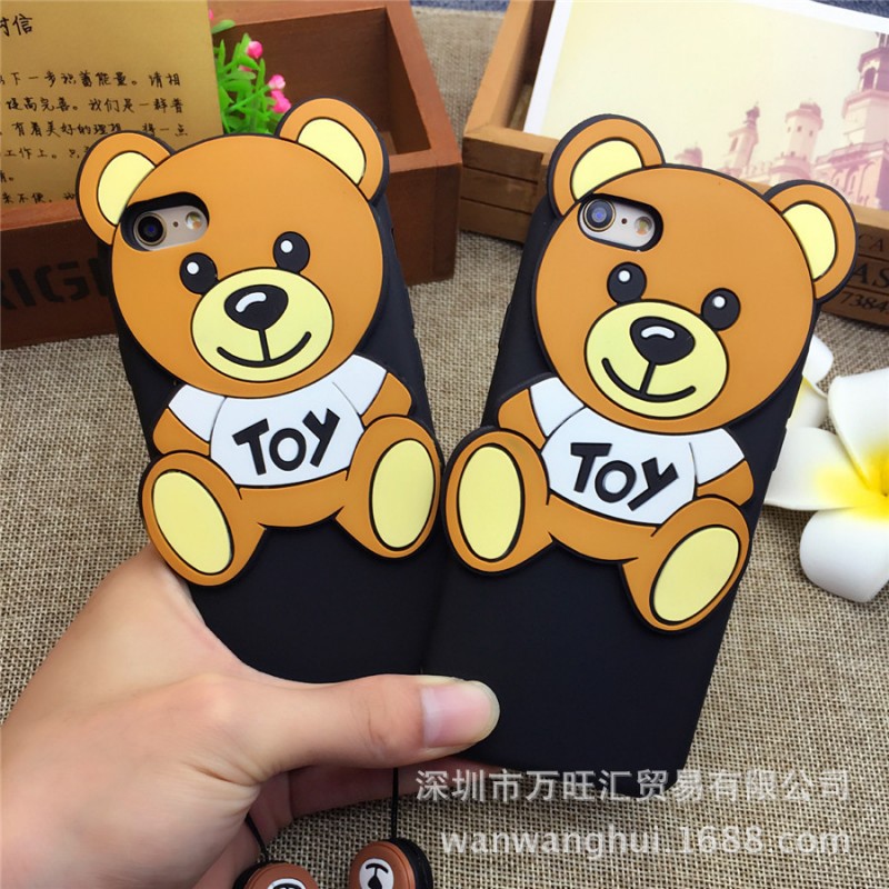 TOY泰迪熊蘋果7手機保護殼iPhone6splus立體軟殼5S手機掛繩矽膠套工廠,批發,進口,代購