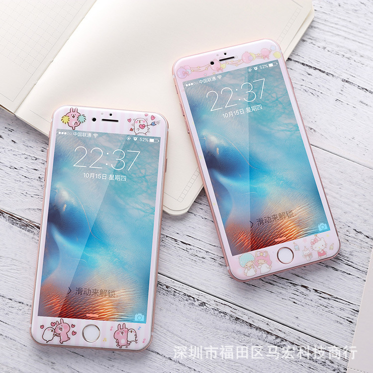 iphone6鋼化膜蘋果6s防爆貼膜 彩繪卡通iPhone6 plus創意情侶前膜批發・進口・工廠・代買・代購