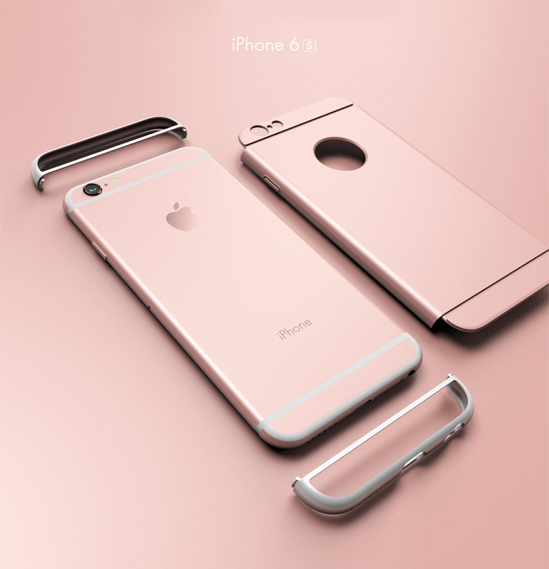 iPhone6S三合一手機殼 仿原撞色磨砂全包硬殼 純色5SE三件套6plus批發・進口・工廠・代買・代購