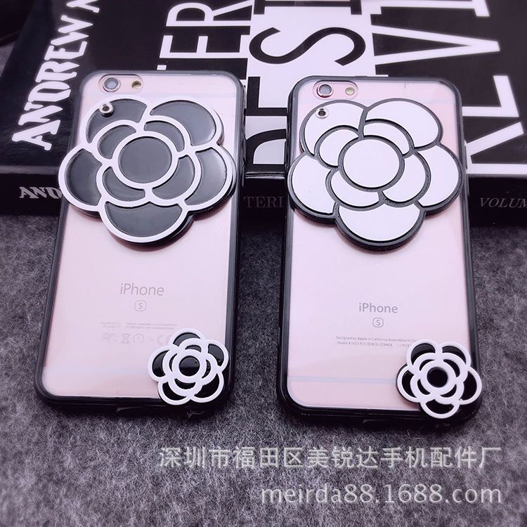 蘋果6山茶花鏡子手機殼防摔軟邊全包韓國iPhone6s plus手機殼現貨批發・進口・工廠・代買・代購