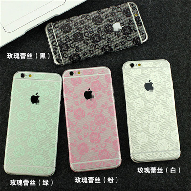 iPhone6Plus手機保護貼膜 蘋果6 蕾絲花邊全身覆蓋浮雕貼紙彩膜女工廠,批發,進口,代購