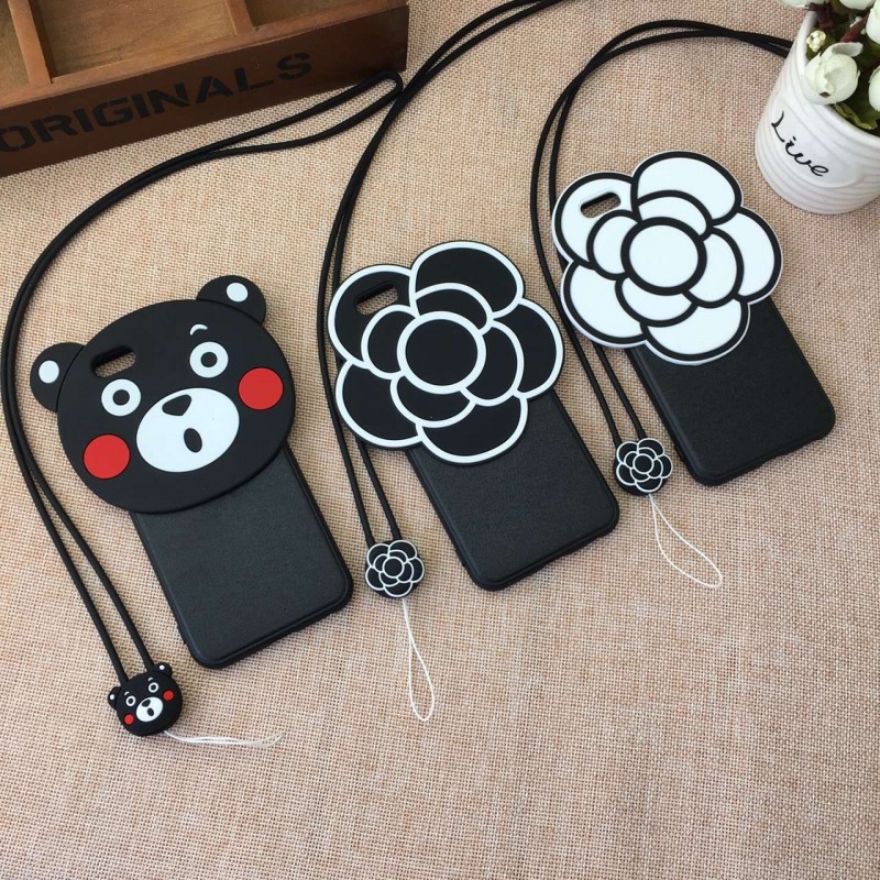 韓國代購山茶花iPhone6S手機殼掛繩創意矽膠套蘋果6plus保護5se女工廠,批發,進口,代購