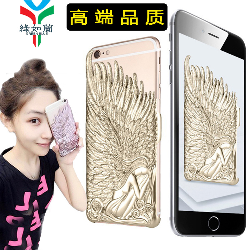 天使之翼蘋果6手機殼iphone6s plus浮雕電鍍 pc硬殼保護套創意工廠,批發,進口,代購