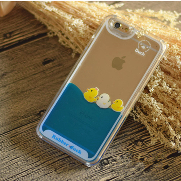 韓國液體小鴨子phone6 plus遊泳小黃鴨蘋果6手機殼5s流沙保護套工廠,批發,進口,代購