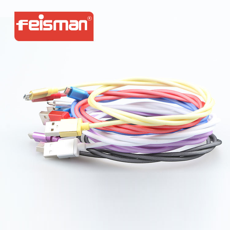 Feisman適合蘋果iPhone5/6安卓手機1米尼龍鋁合金編織充電數據線工廠,批發,進口,代購