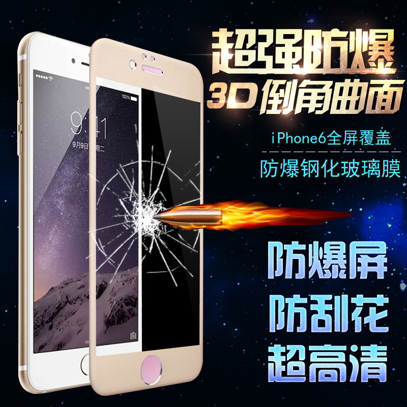 3D曲麵iphone6鋼化玻璃膜前後鈦合金屬6p全屏覆蓋蘋果6plus防爆膜批發・進口・工廠・代買・代購