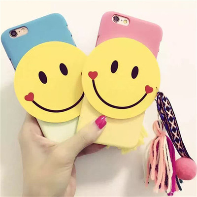 韓國愛心笑臉蘋果6s手機殼 漸變色6plus流蘇毛球iPhone7磨砂硬殼批發・進口・工廠・代買・代購