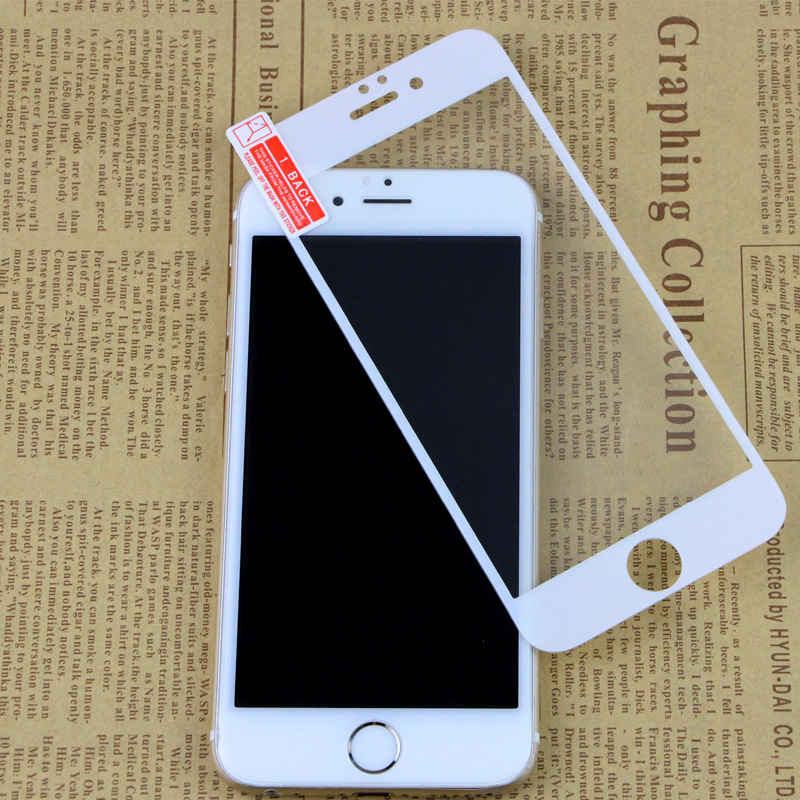 優勢蘋果iphone6 plus絲印鋼化膜 全屏覆蓋玻璃膜4.7/5.5黑白貼膜批發・進口・工廠・代買・代購