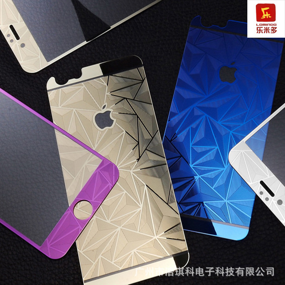 iPhone6/6S plus彩色電鍍鋼化膜 3D電鍍菱形鋼化玻璃膜 蘋果5彩膜工廠,批發,進口,代購