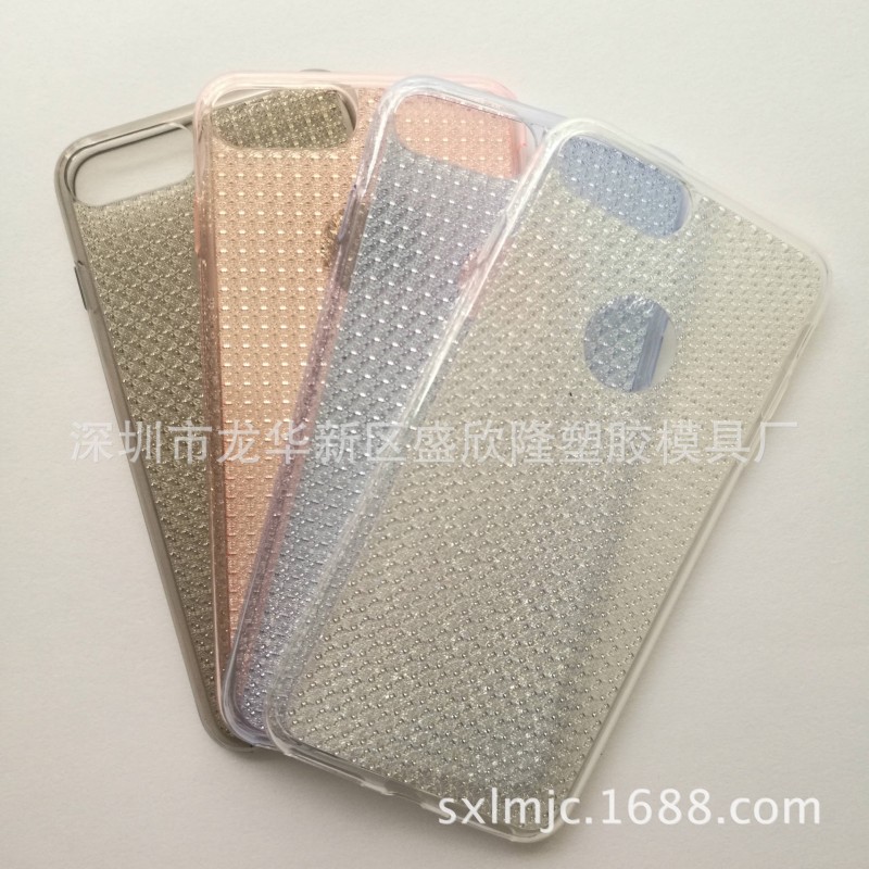 蘋果IPHONE7 PLUS鉆石紋TPU保護套 蘋果7零夾線電鍍手機殼素材工廠,批發,進口,代購