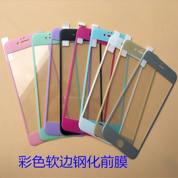 適用於蘋果iphone6plus碳纖維鋼化玻璃膜3D曲麵彩膜 軟邊閃粉膜工廠,批發,進口,代購