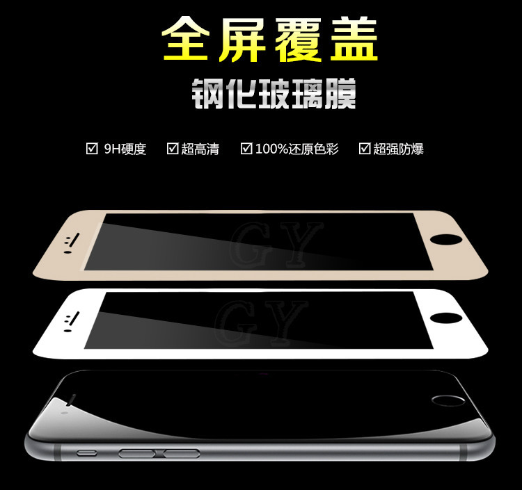 批發蘋果iPhone6 Plus/6S Plus全覆蓋納米絲印鋼化玻璃膜工廠,批發,進口,代購