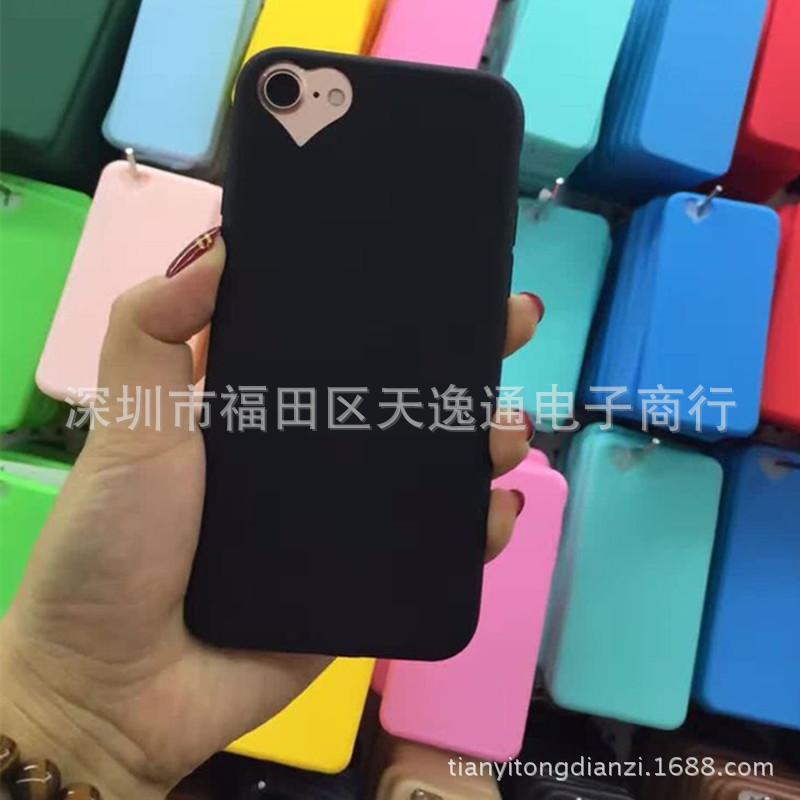 糖果色磨砂iphone7手機殼蘋果7plus全包邊矽膠軟愛心素材保護套工廠,批發,進口,代購