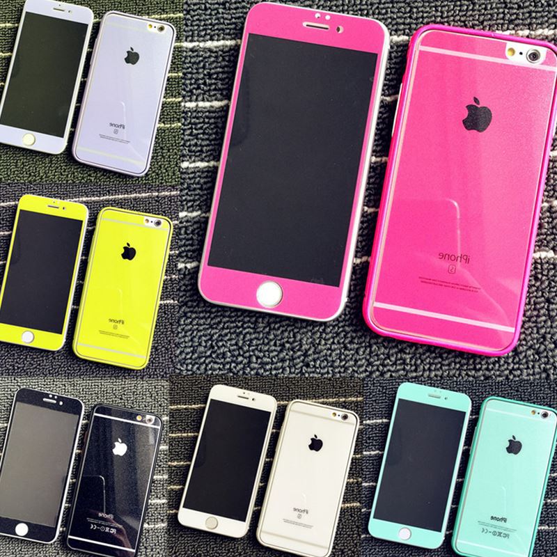 iphone6s plus全屏覆蓋閃粉鋼化膜蘋果5s彩色膜手機保護膜廠傢銷批發・進口・工廠・代買・代購