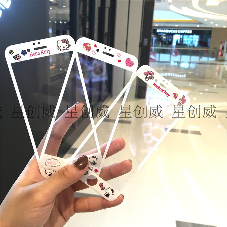 蘋果iPhone6 plus凱蒂貓玻璃鋼化膜hello Kitty iPhone4.7 前貼膜工廠,批發,進口,代購